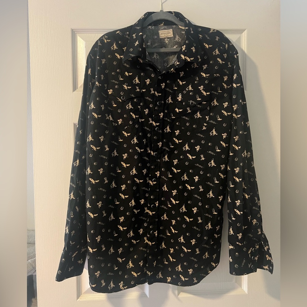 Stetson black button up shirt. Size XXL.
